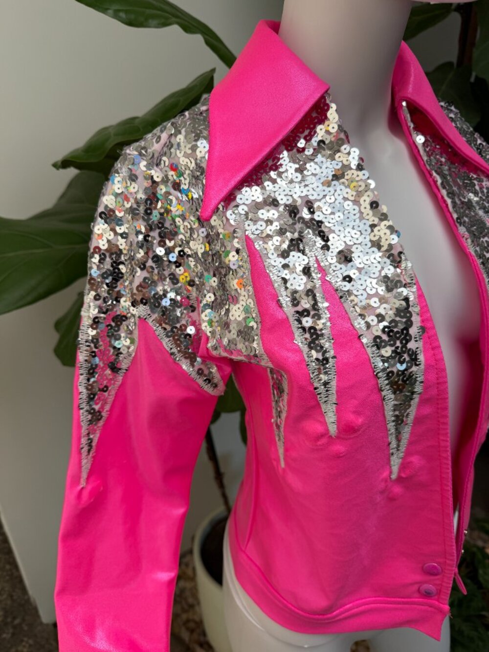 Fun Hot Pink & Silver Sequin Western Costume Jacket – Barbie / Jem / Festival